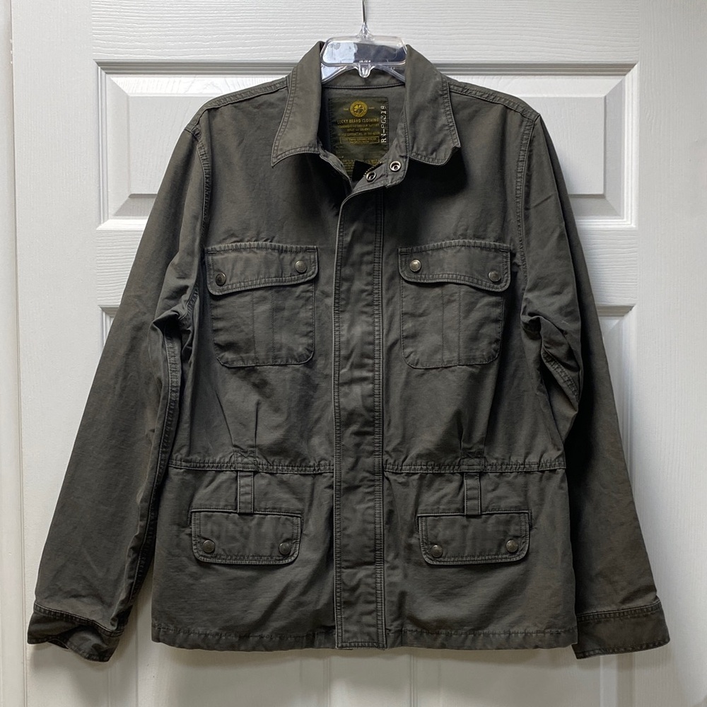 Lucky Brand Men's army  Green Utility Jacket, 100% cotton